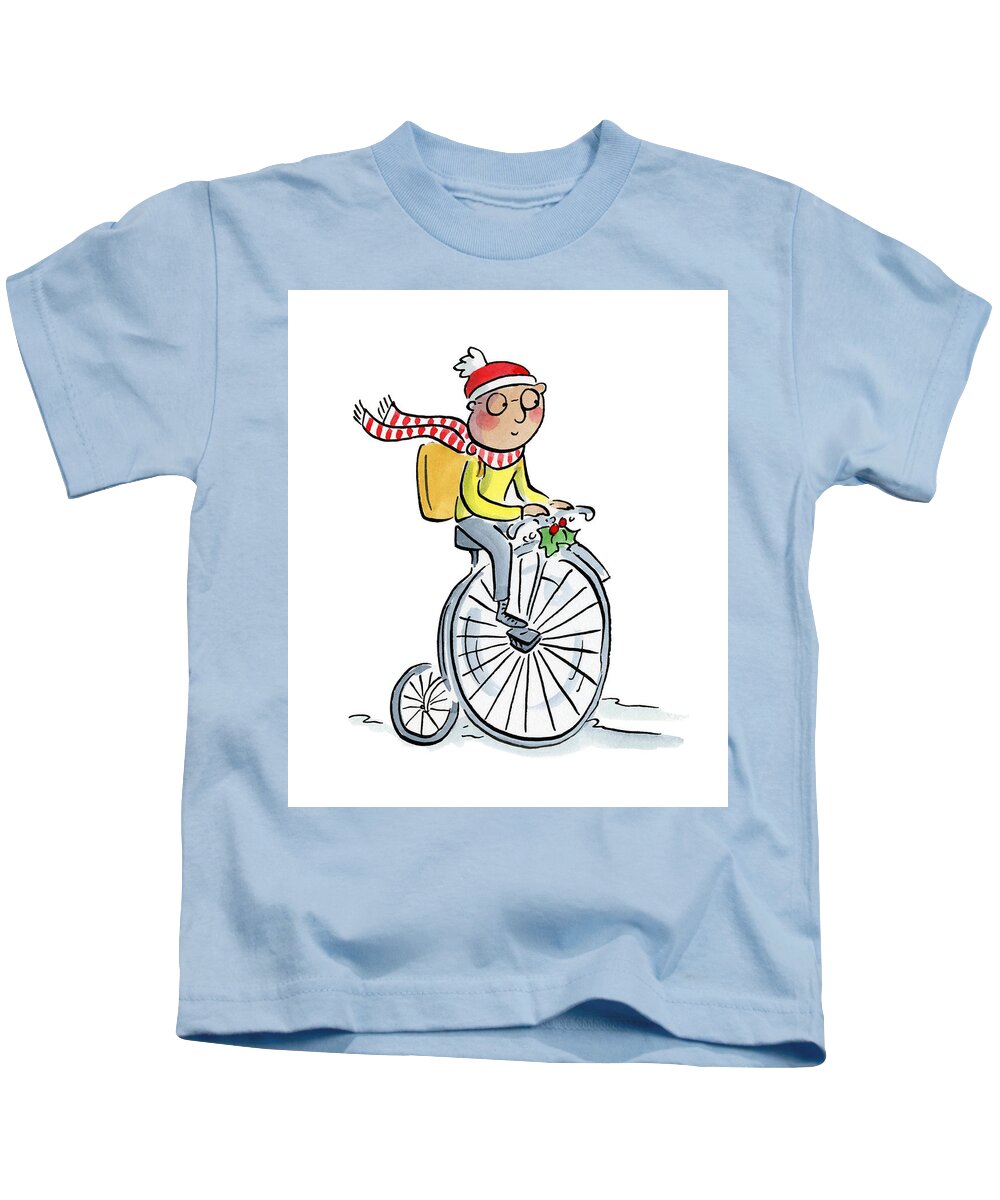 Christmas Penny Farthing - Kids T-Shirt