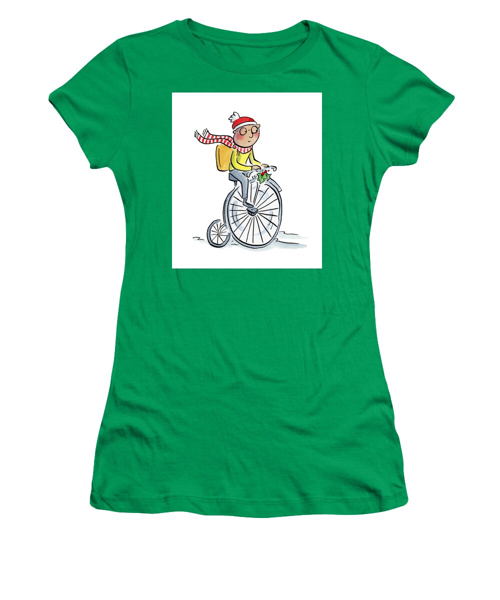 Christmas Penny Farthing - Women's T-Shirt