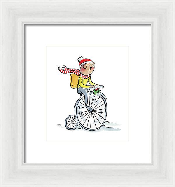 Christmas Penny Farthing - Framed Print