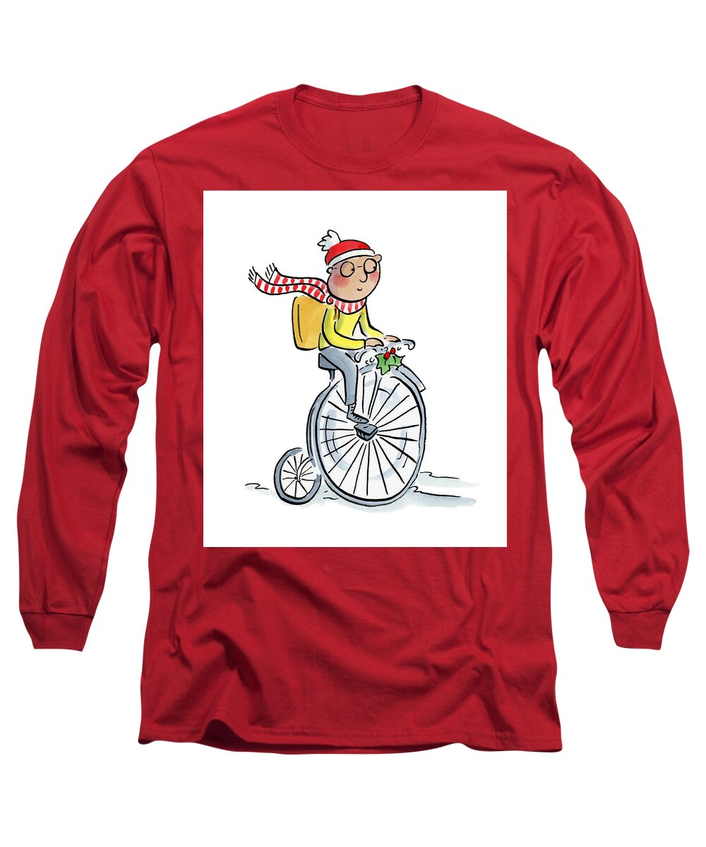 Christmas Penny Farthing - Long Sleeve T-Shirt