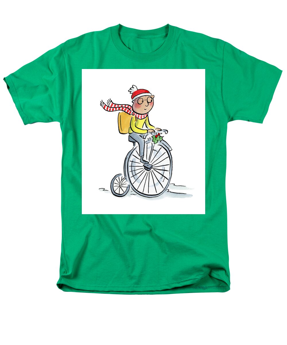Christmas Penny Farthing - Men's T-Shirt  (Regular Fit)