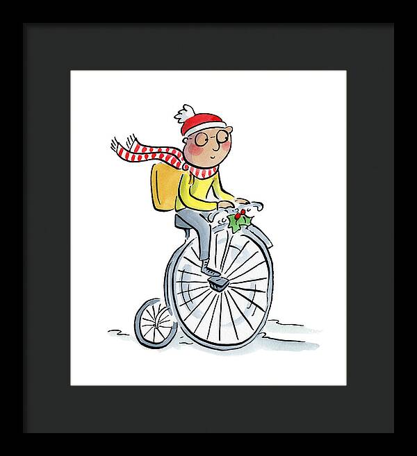 Christmas Penny Farthing - Framed Print