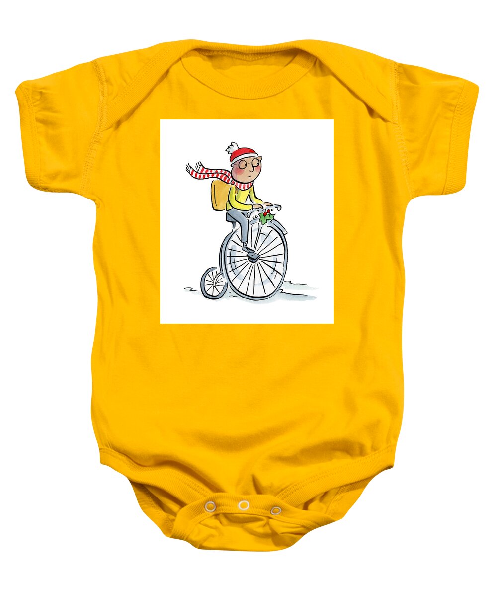 Christmas Penny Farthing - Baby Onesie