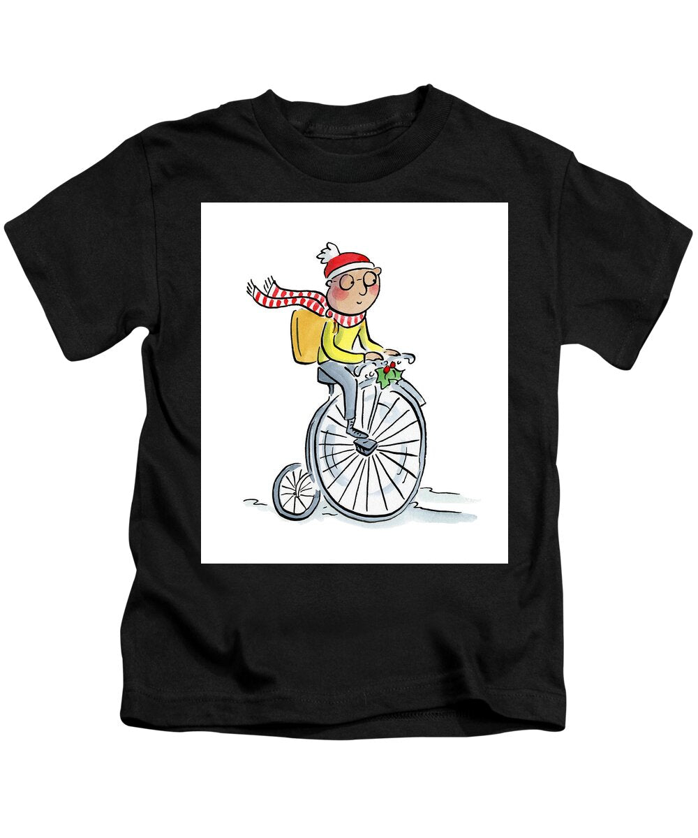 Christmas Penny Farthing - Kids T-Shirt