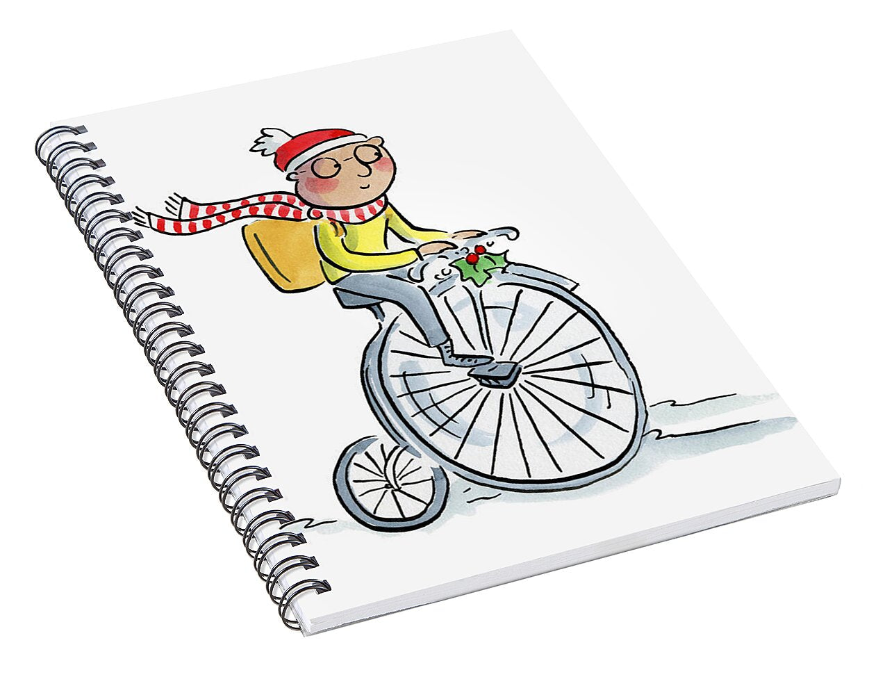 Christmas Penny Farthing - Spiral Notebook
