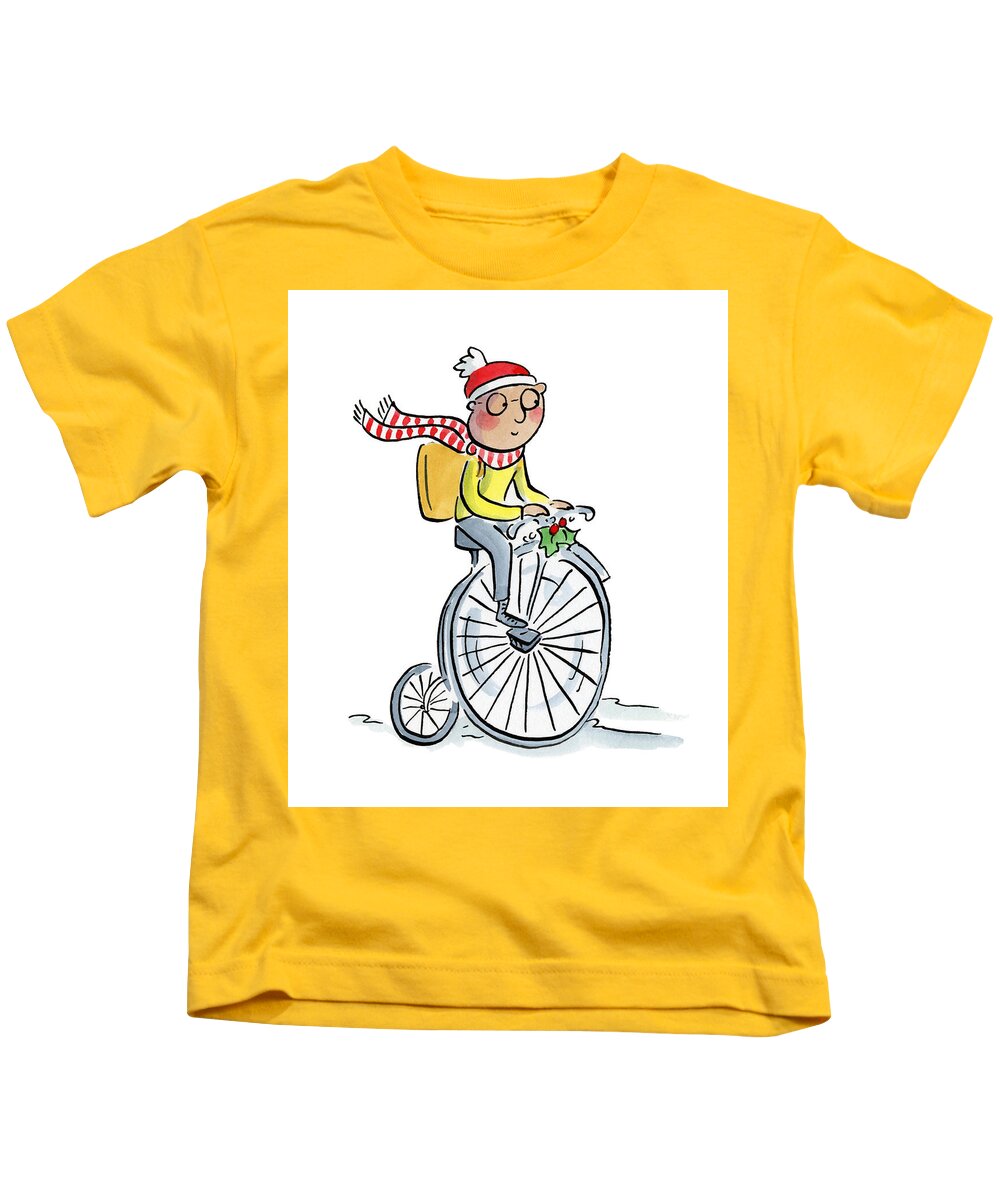 Christmas Penny Farthing - Kids T-Shirt