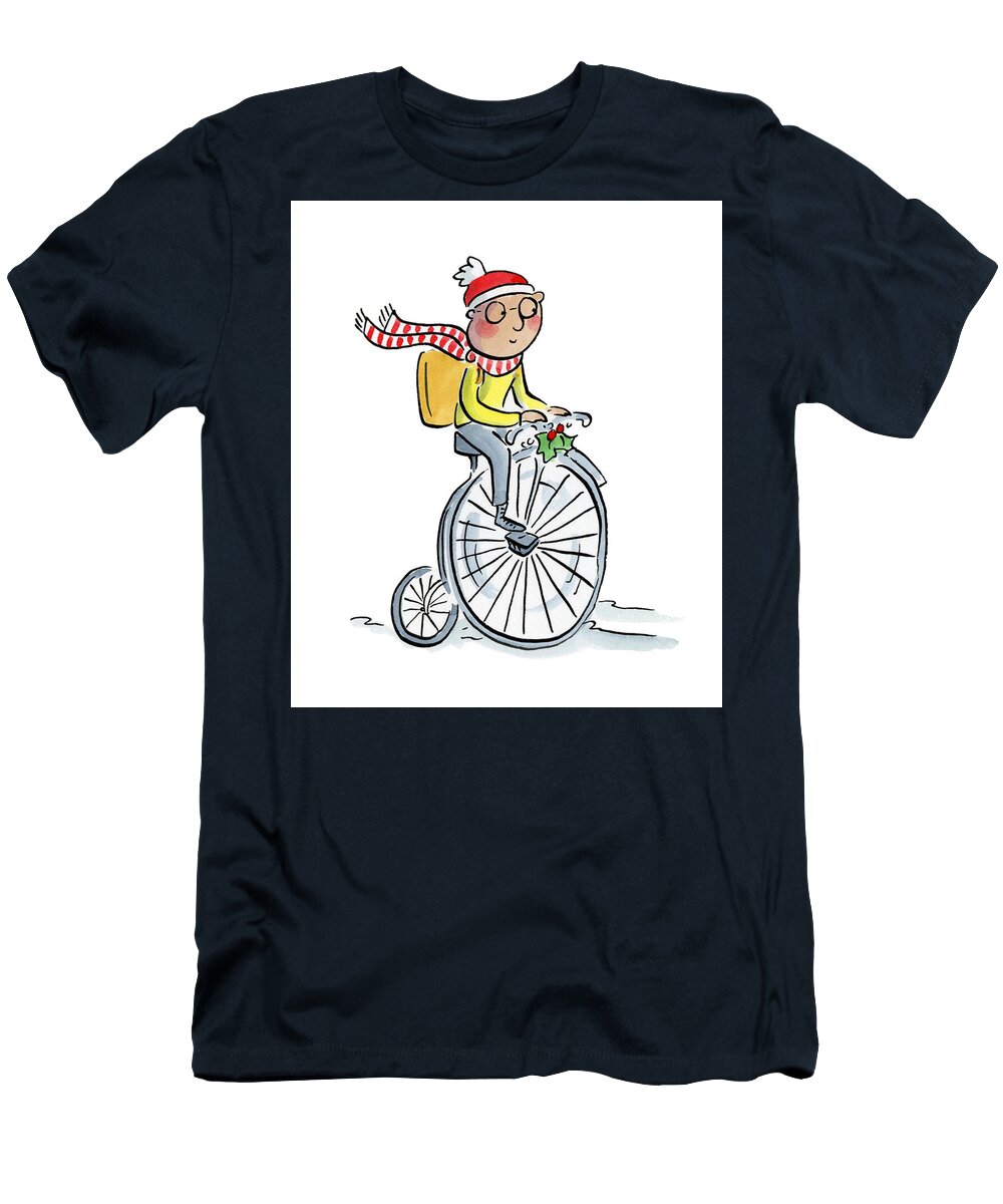 Christmas Penny Farthing - T-Shirt