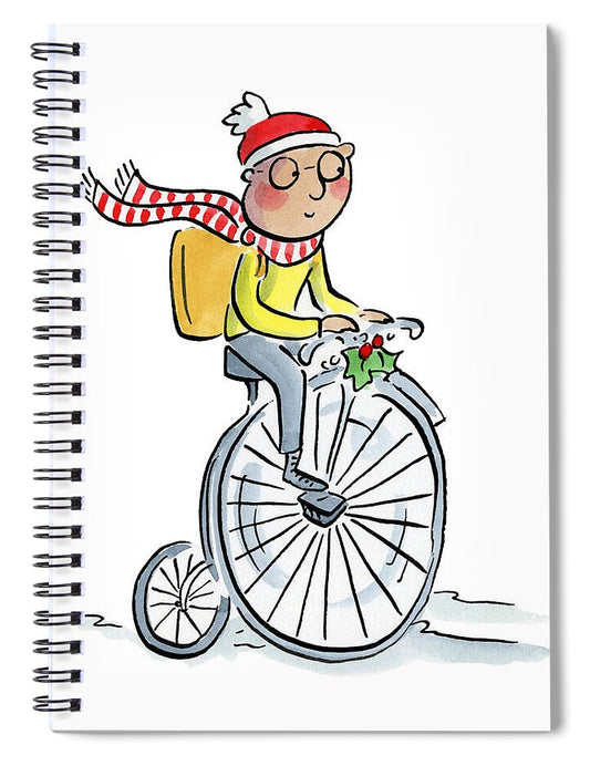 Christmas Penny Farthing - Spiral Notebook