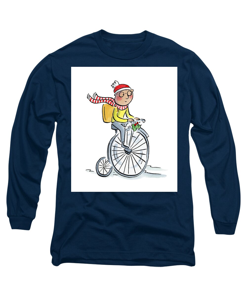 Christmas Penny Farthing - Long Sleeve T-Shirt