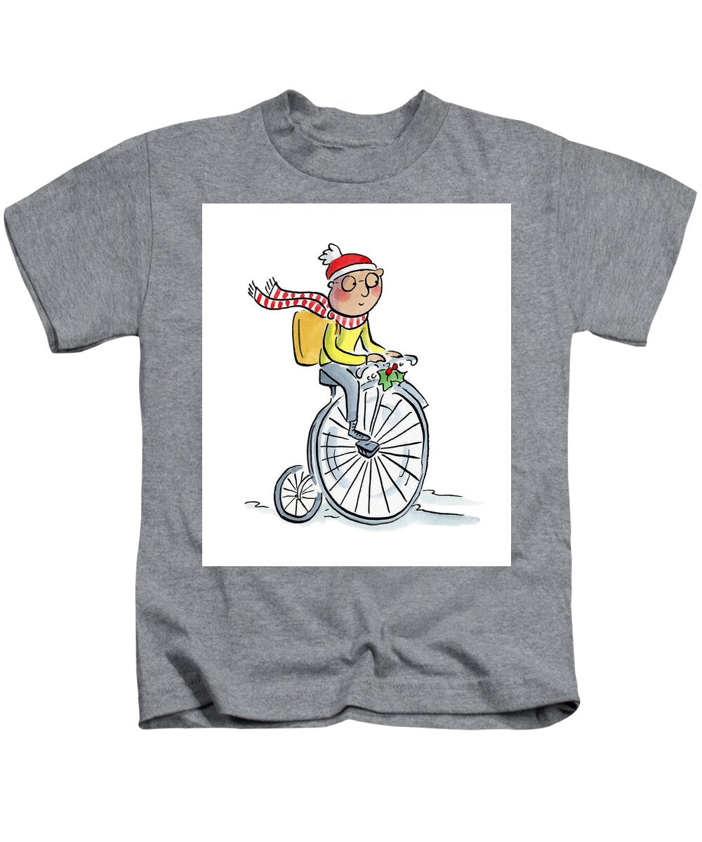 Christmas Penny Farthing - Kids T-Shirt