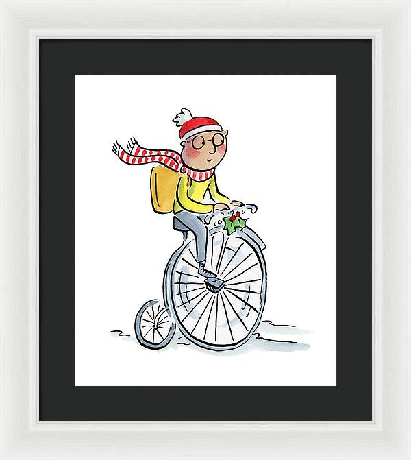 Christmas Penny Farthing - Framed Print