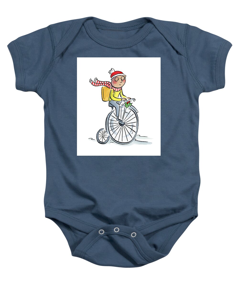Christmas Penny Farthing - Baby Onesie