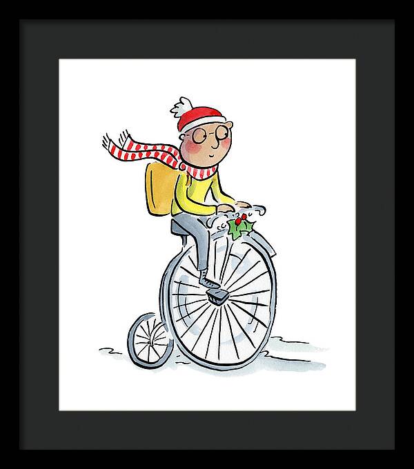 Christmas Penny Farthing - Framed Print