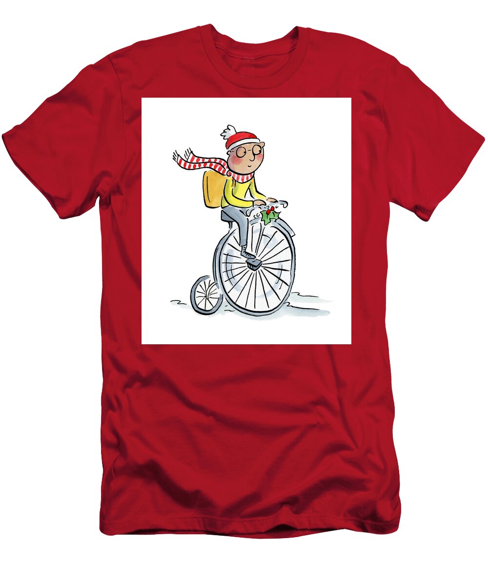 Christmas Penny Farthing - T-Shirt