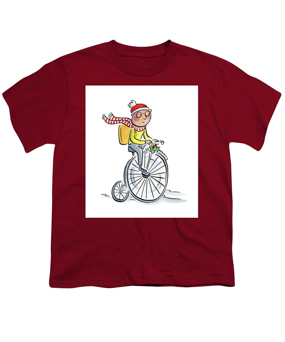Christmas Penny Farthing - Youth T-Shirt