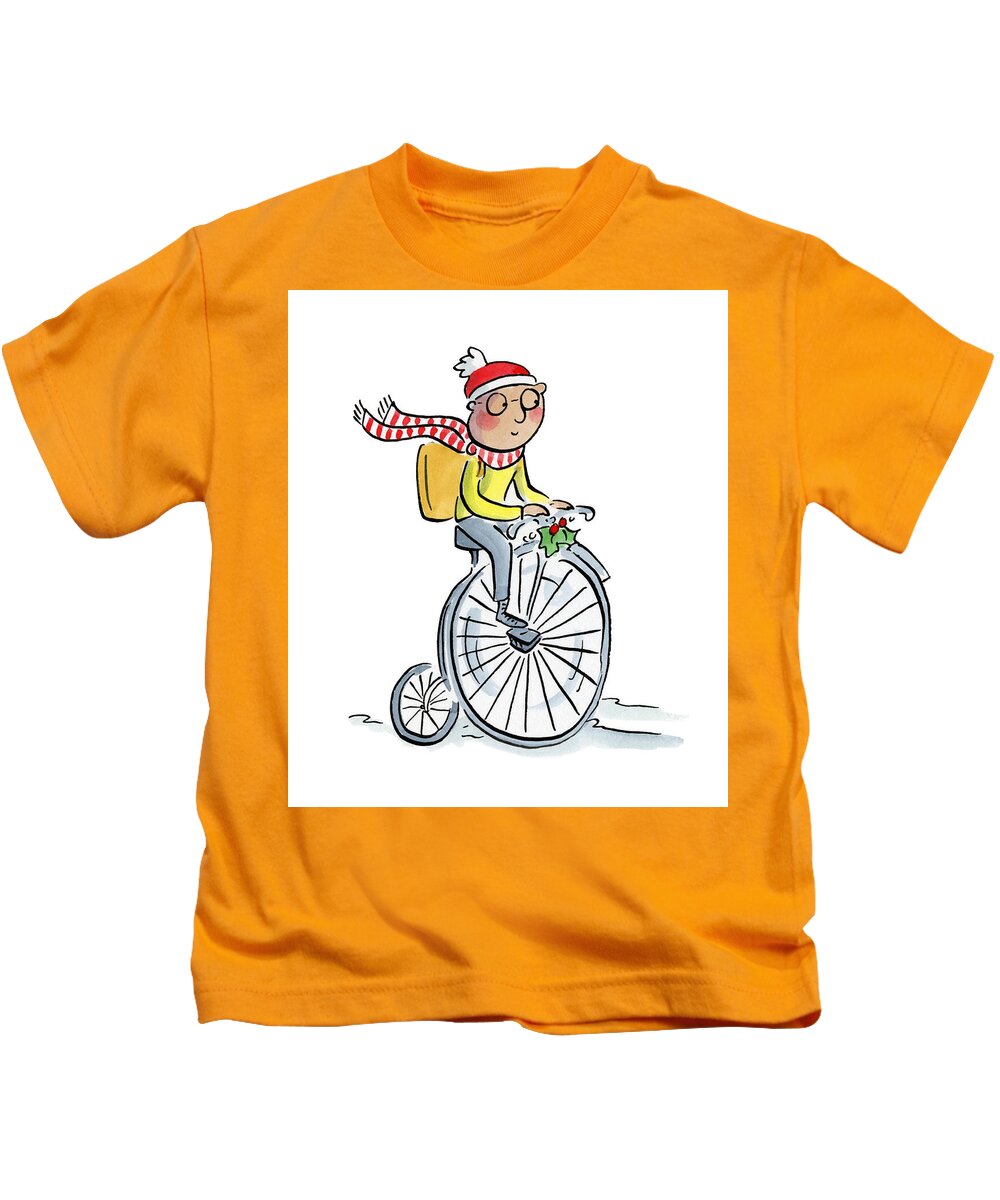 Christmas Penny Farthing - Kids T-Shirt