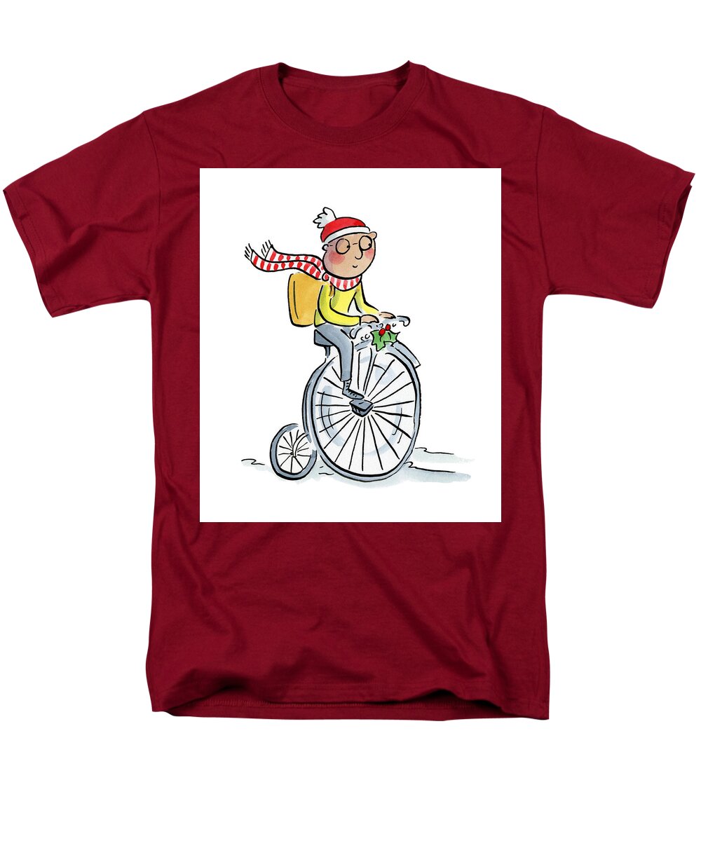 Christmas Penny Farthing - Men's T-Shirt  (Regular Fit)