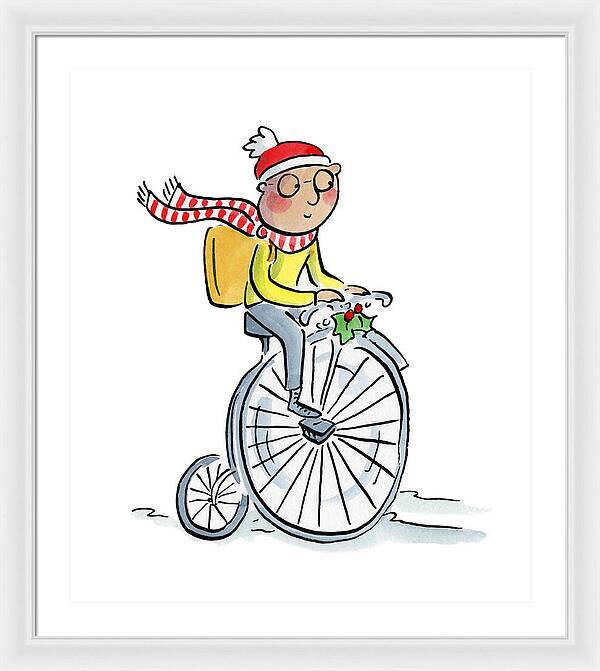 Christmas Penny Farthing - Framed Print