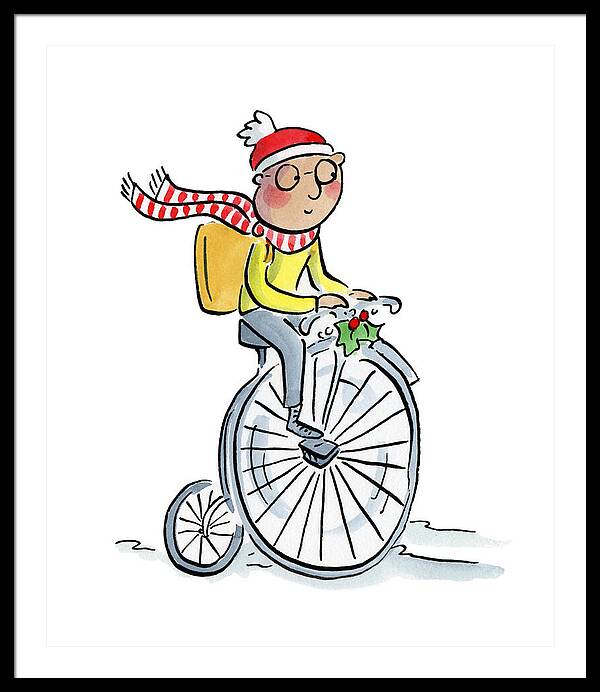 Christmas Penny Farthing - Framed Print