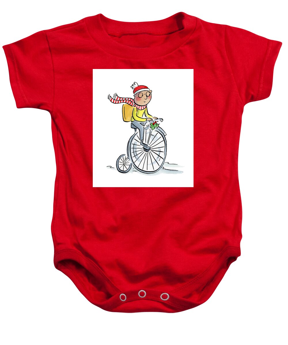Christmas Penny Farthing - Baby Onesie