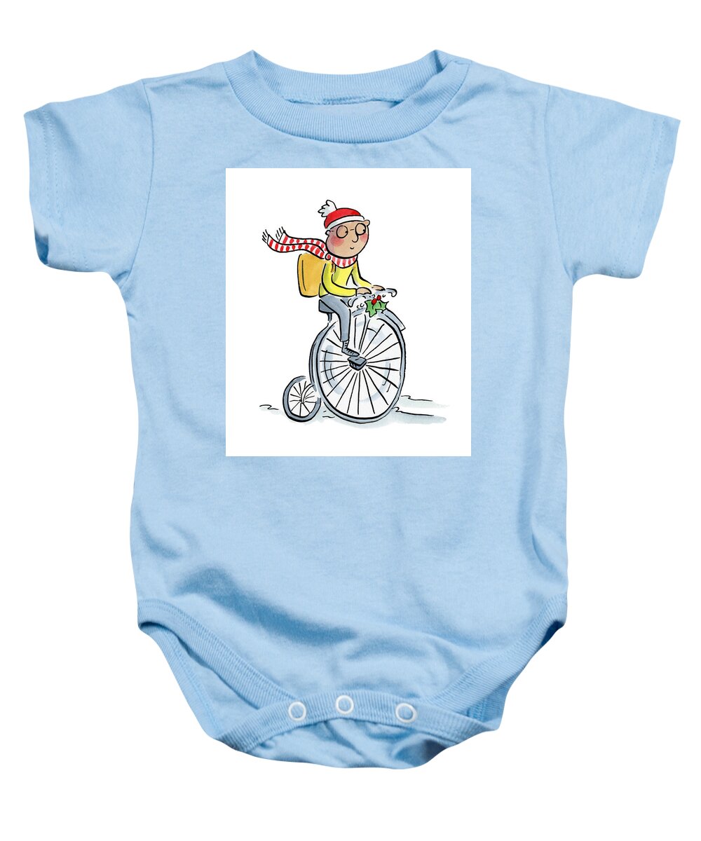 Christmas Penny Farthing - Baby Onesie