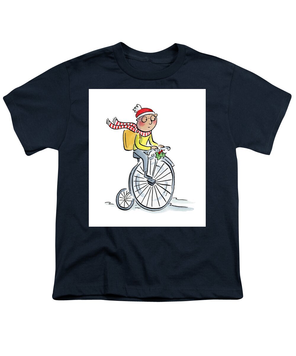 Christmas Penny Farthing - Youth T-Shirt