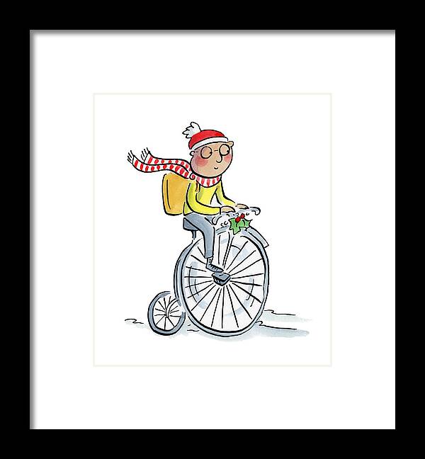 Christmas Penny Farthing - Framed Print