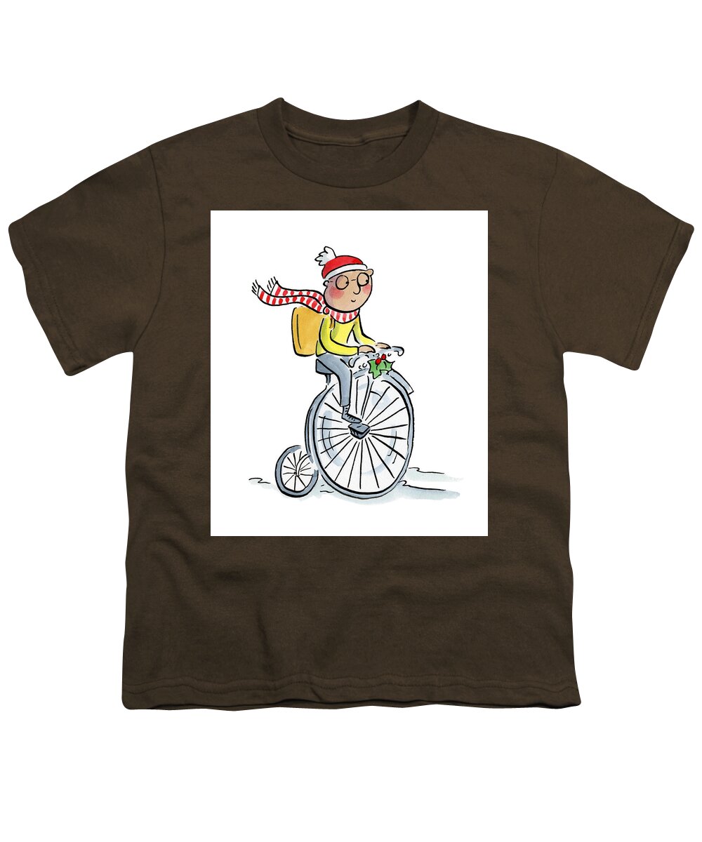 Christmas Penny Farthing - Youth T-Shirt