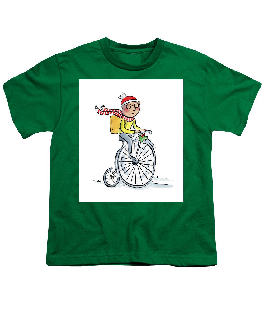 Christmas Penny Farthing - Youth T-Shirt