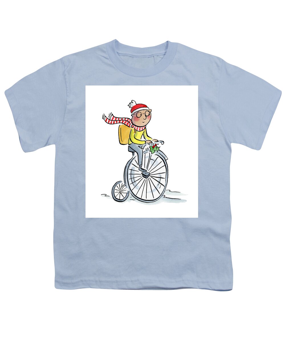 Christmas Penny Farthing - Youth T-Shirt