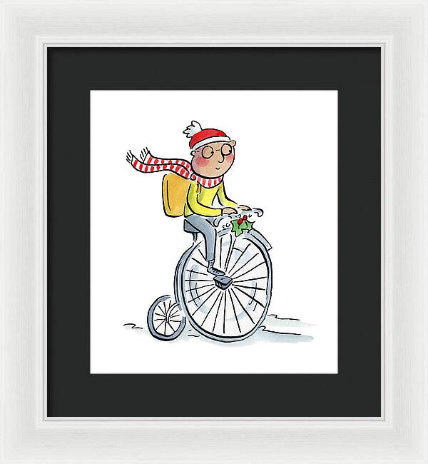 Christmas Penny Farthing - Framed Print