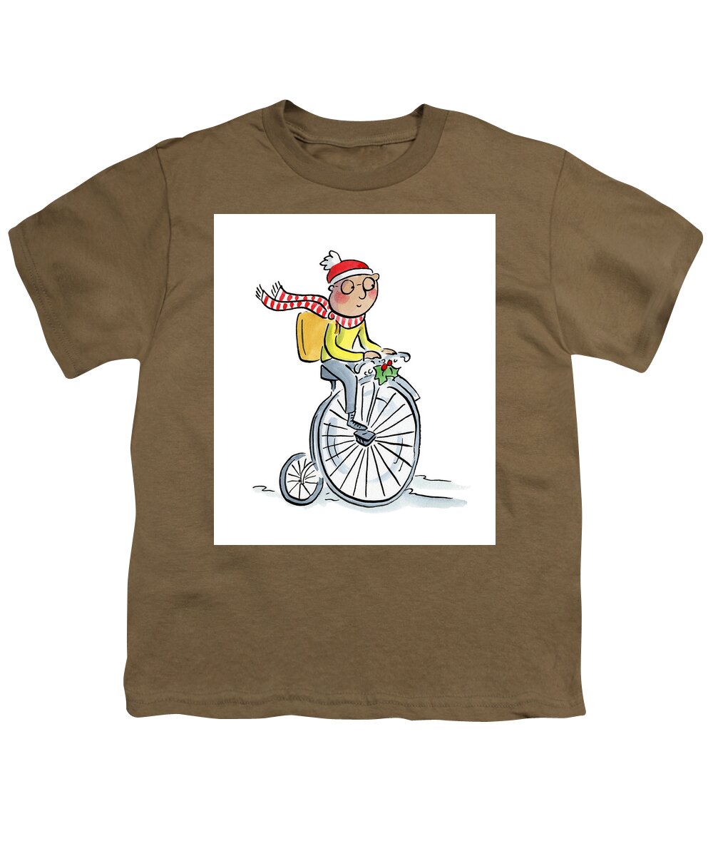 Christmas Penny Farthing - Youth T-Shirt