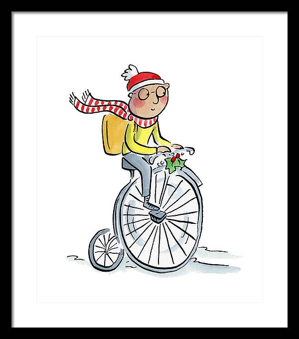 Christmas Penny Farthing - Framed Print