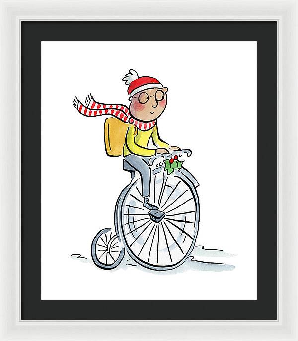 Christmas Penny Farthing - Framed Print