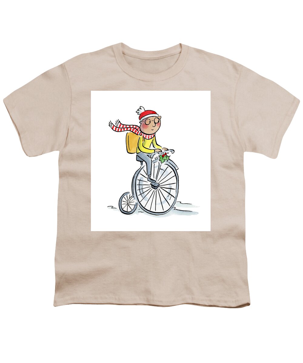 Christmas Penny Farthing - Youth T-Shirt