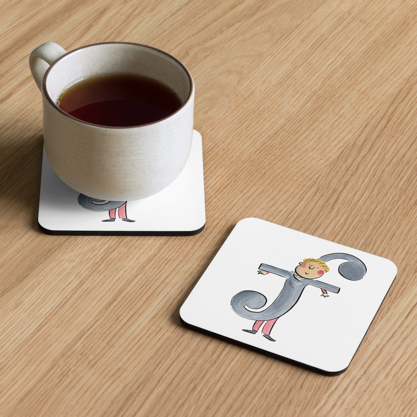 Forte Illustration by Rosie Brooks Cork-back coaster