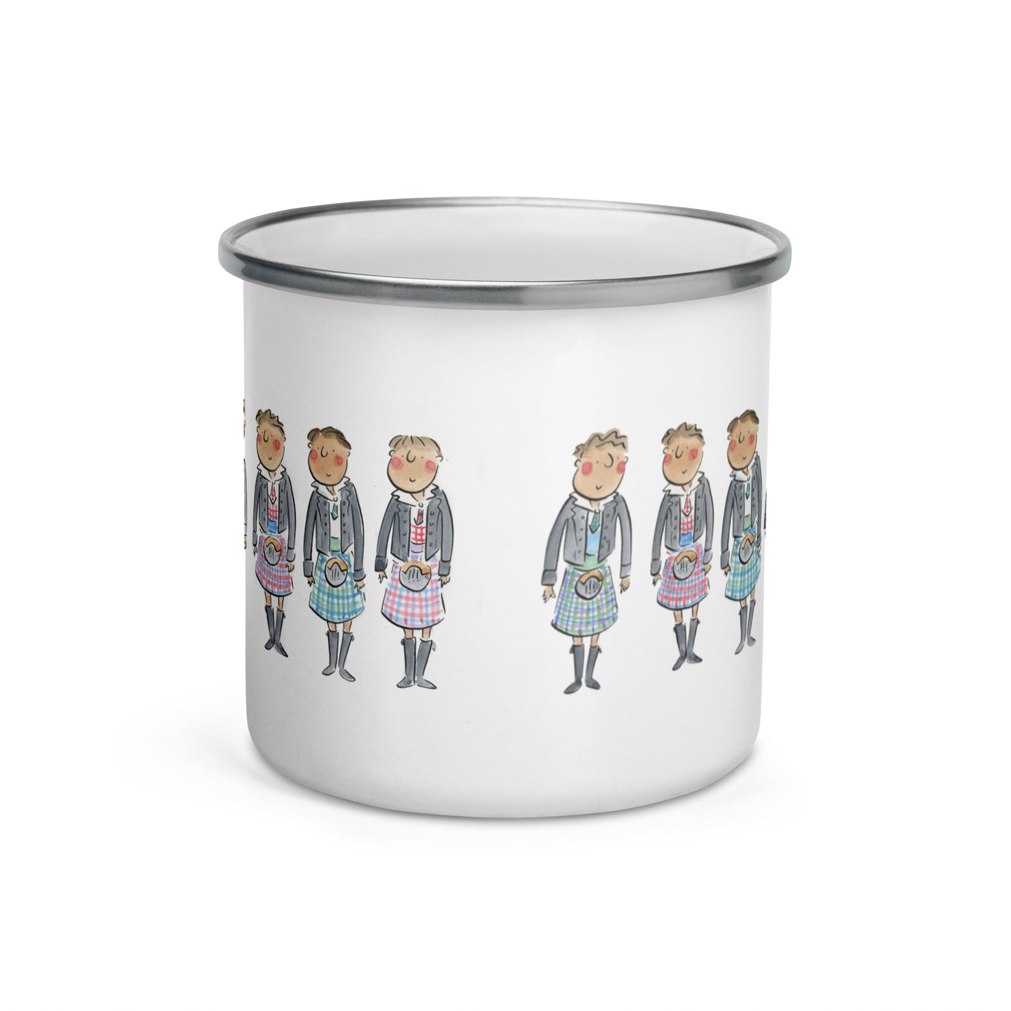 Kilts Illustration by Rosie Brooks Enamel Mug