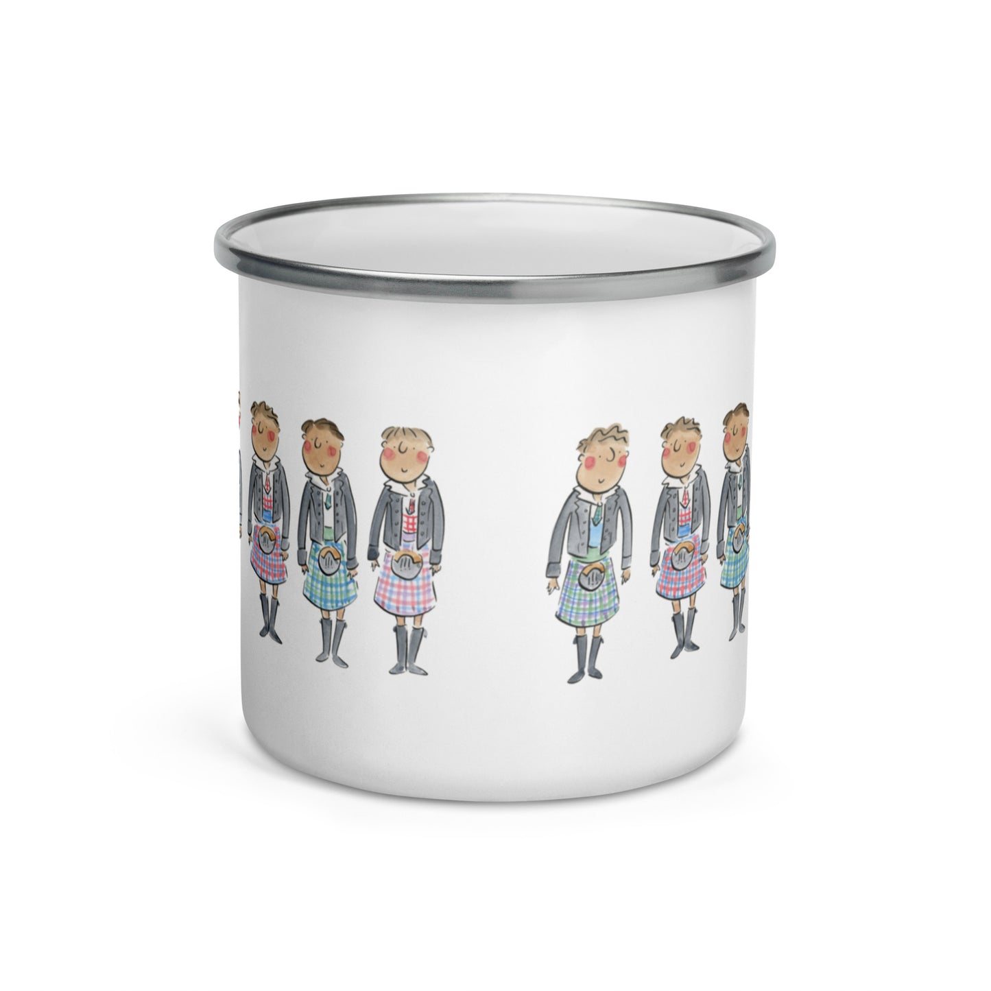 Kilts Illustration by Rosie Brooks Enamel Mug