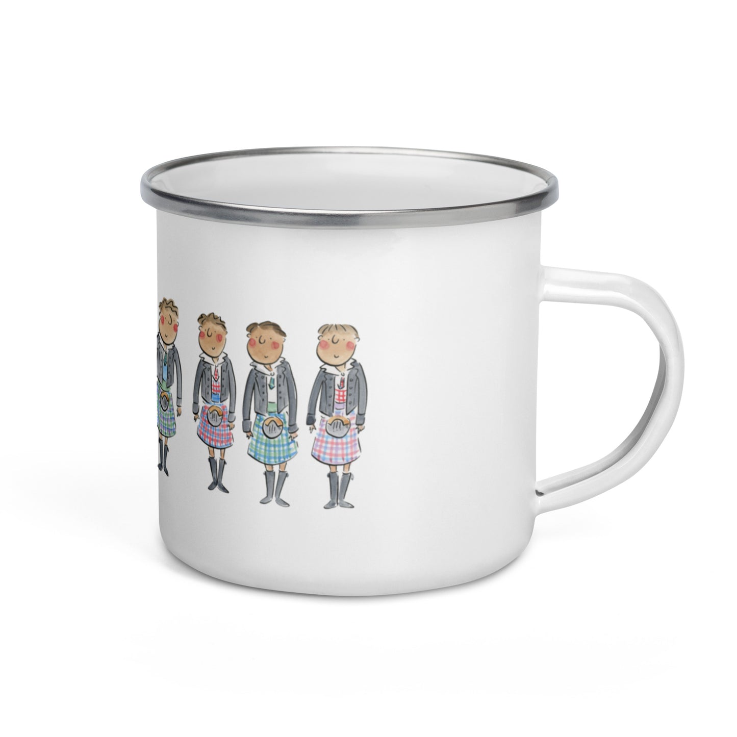 Kilts Illustration by Rosie Brooks Enamel Mug