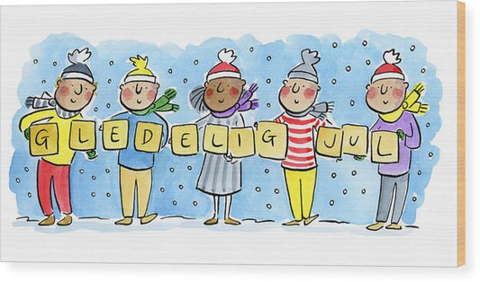 Gledelig Jul - Wood Print