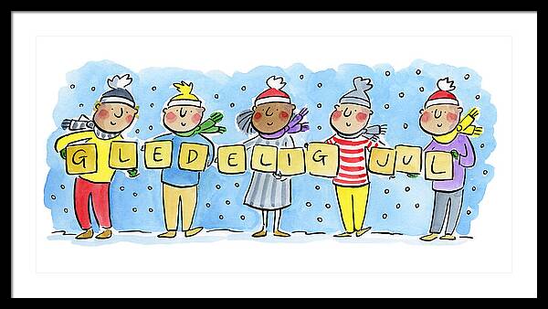 Gledelig Jul - Framed Print