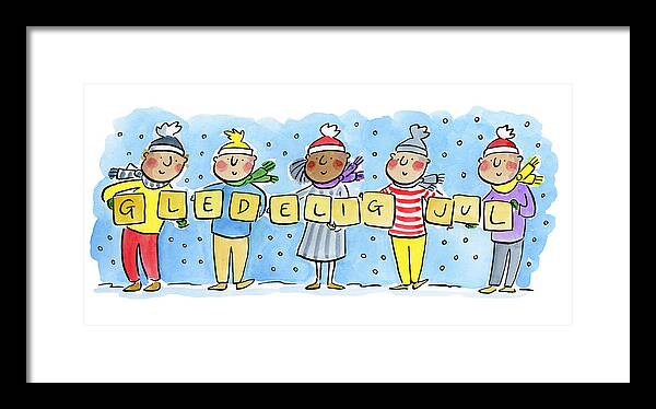 Gledelig Jul - Framed Print