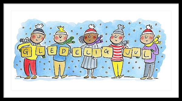 Gledelig Jul - Framed Print