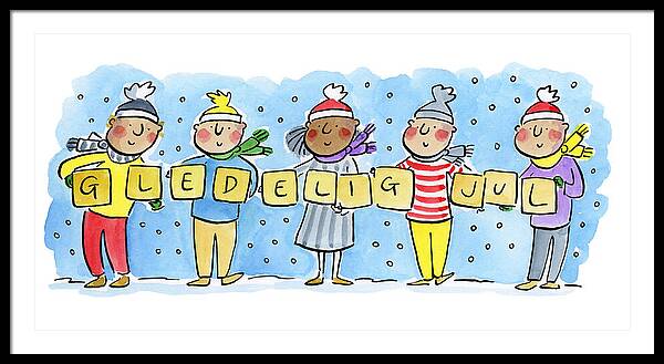 Gledelig Jul - Framed Print