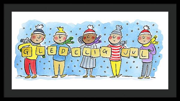 Gledelig Jul - Framed Print