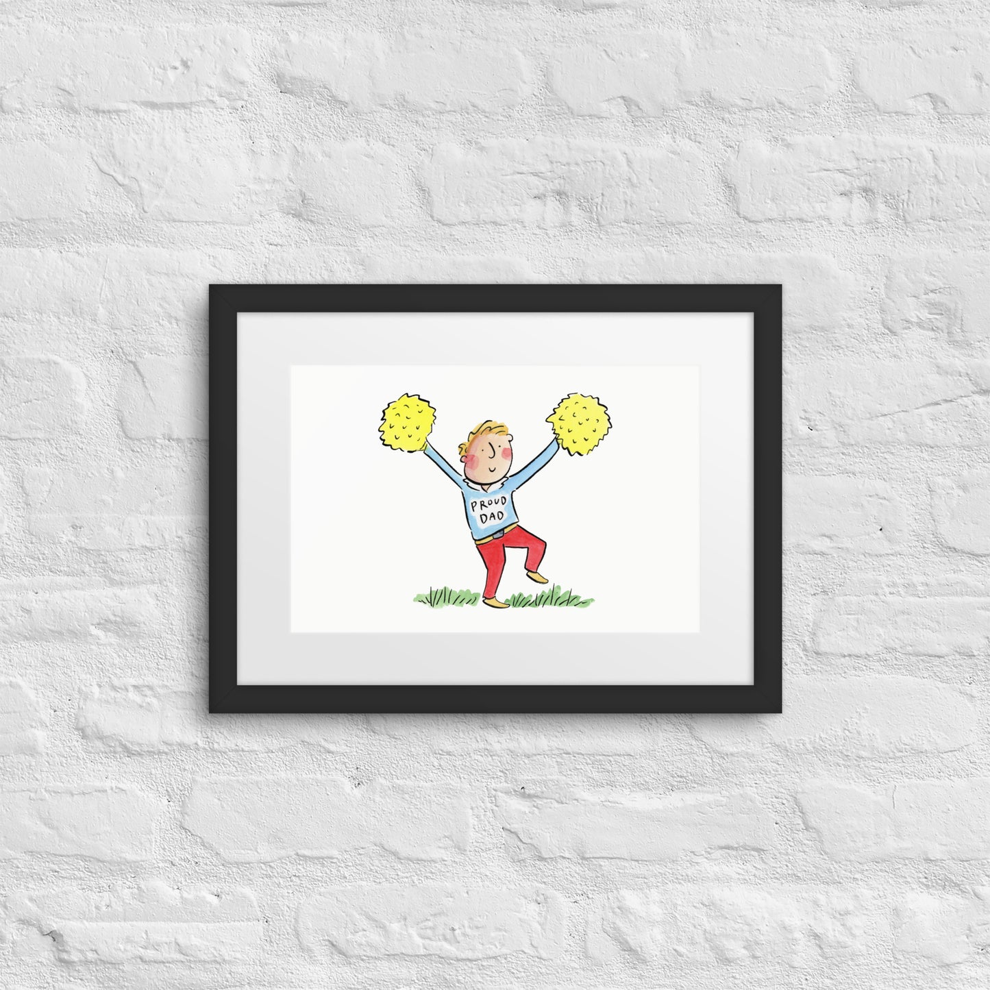 Proud Dad Illustration by Rosie Brooks Framed poster