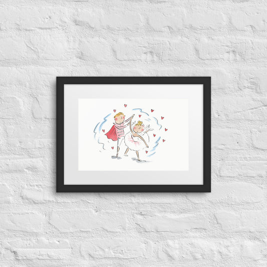 Pas de Deux Ballet Illustration by Rosie Brooks Framed poster