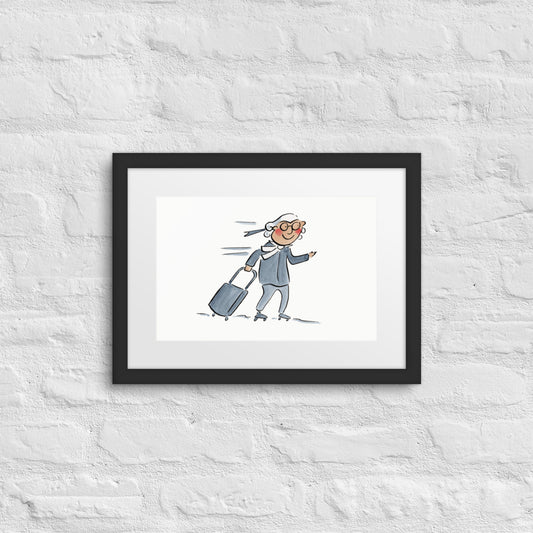 Speedy Lawyer Illustration by Rosie Brooks Framed poster