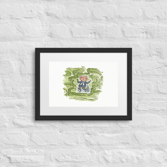 Legal Maze Illustration by Rosie Brooks Framed poster