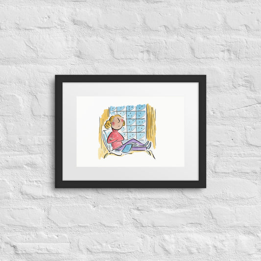 Book Nook Illustration by Rosie Brooks Framed poster